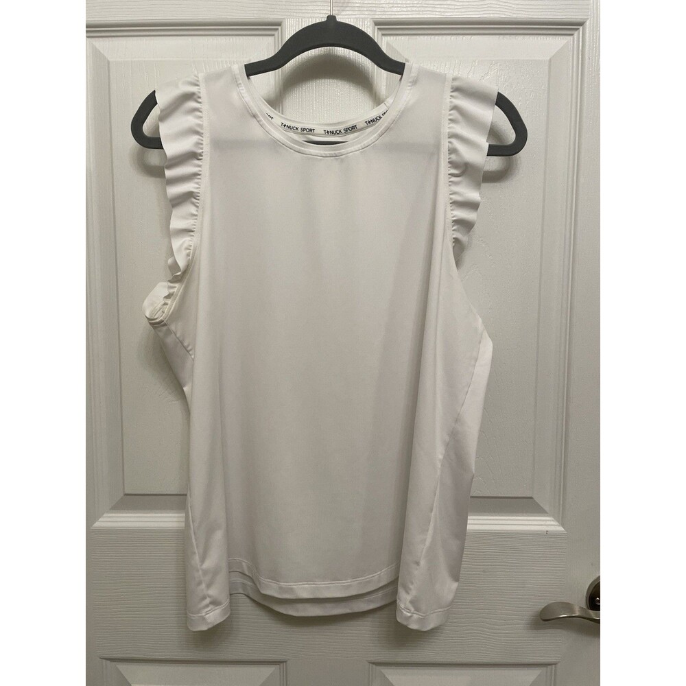 Tuckernuck TNUCK SPORT White Performance Jersey Ruffle Lea Tank Large - Picture 3 of 9